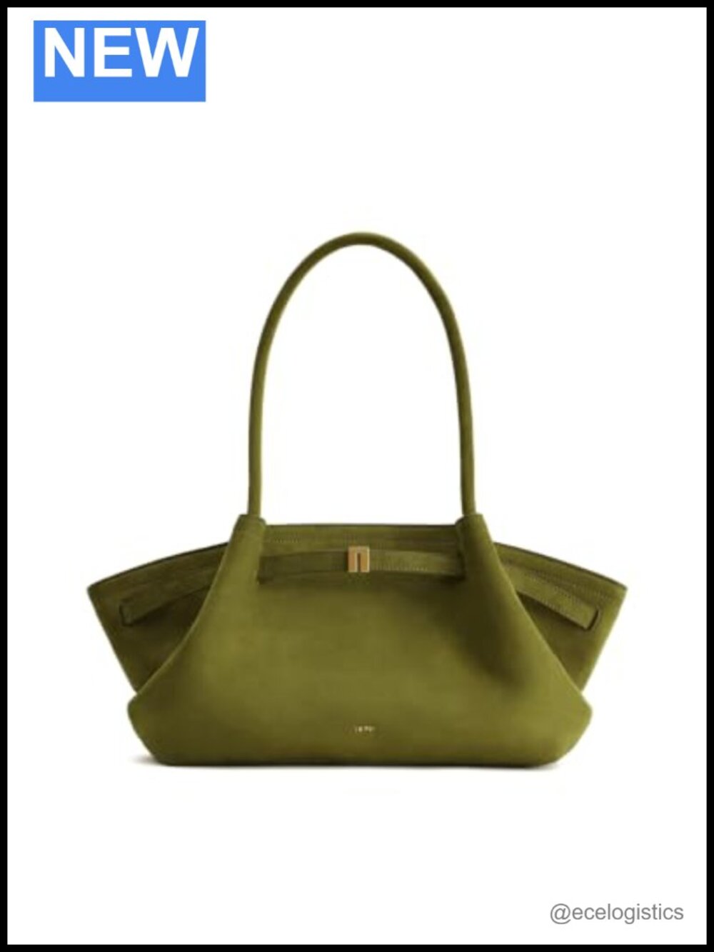 Faux Suede Tote Bag Hand Shoulder Gold Hardware